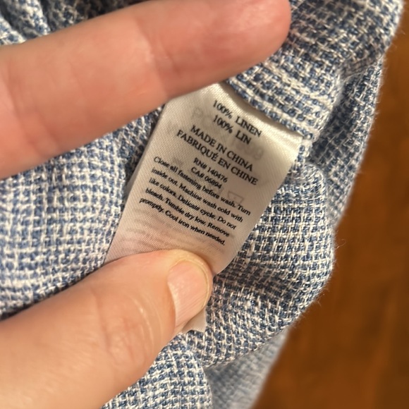 FAHERTY Avery Short Sleeve Organic Cotton Button-up Shirt Blue Basket Weave L - Picture 6 of 8